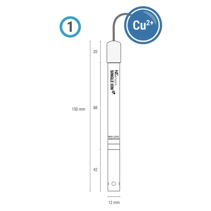 Copper ion selective electrode electrode probe